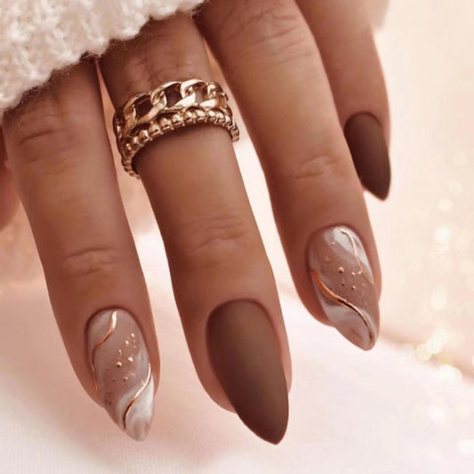 Uñas postizas de almendra mate ombré, 24 piezas 