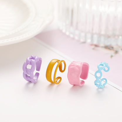 Colorful jelly alloy hollow ring