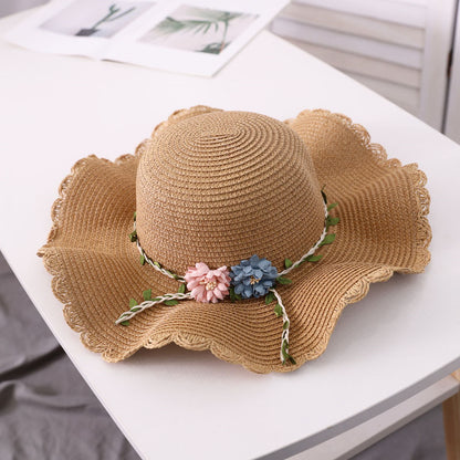 Straw Hat Women's Wave Brim Wide Brim Sun Summer Outdoor UV Family