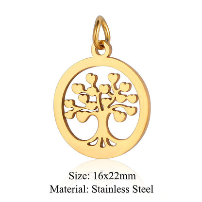 5 pcs/pack Four Leaf Clover Tree of Life Transfer Titanium Steel Pendant