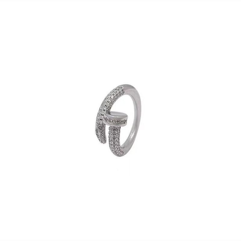 Women's Korean Light-Luxury Crystal Open Ring — Platinum-Plated Copper