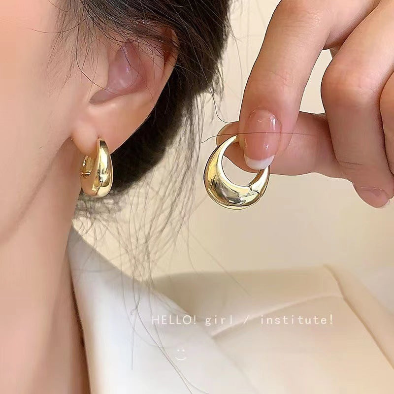 Oval Plain Ring Earrings