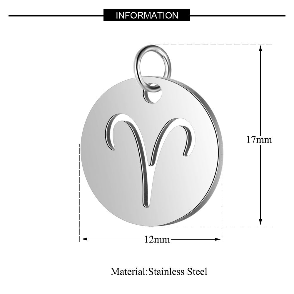 5 pcs/titanium steel twelve constellation jewelry pendant.