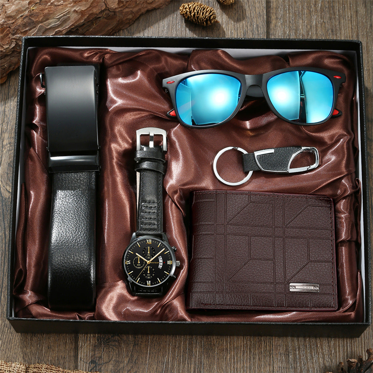 Quartz watch dealer belt bag sunglasses 5-piece set