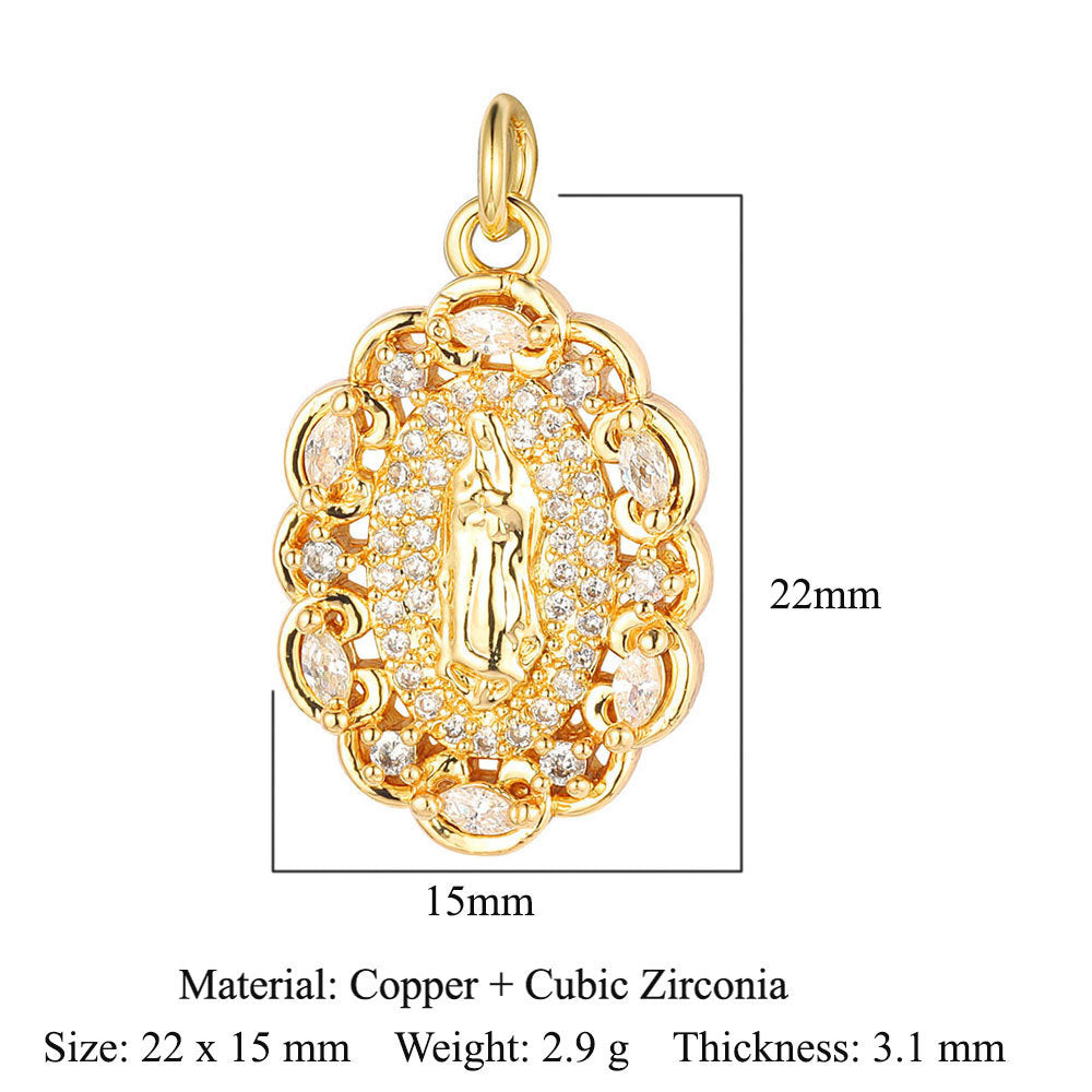 Colgante de cobre y circonita con ángel virgen 