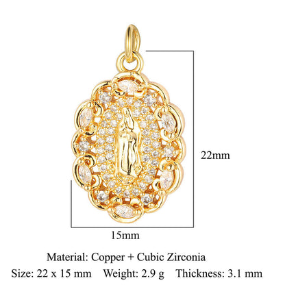 Colgante de cobre y circonita con ángel virgen 
