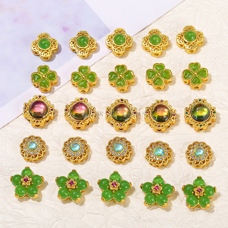 Ancient sand gold accessories beads alloy inlay transfer spacer beads