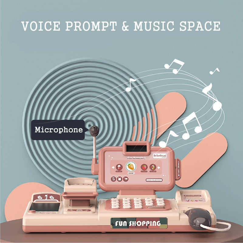 Caja registradora de supermercado para niños, juguete con simulación de pago por teléfono móvil, mostrador de cajero multifuncional, juego de simulación para niñas 