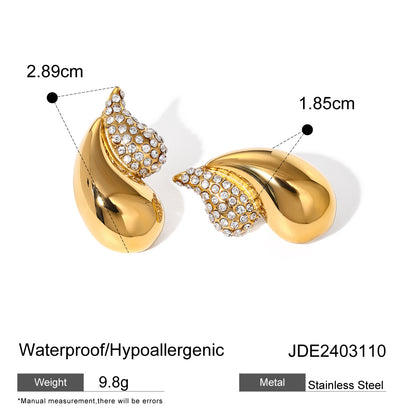 Double teardrop-shaped rhinestone earrings