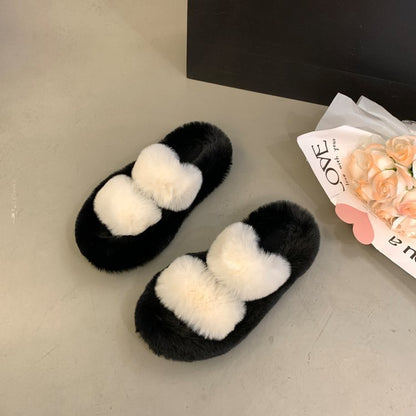 Real rabbit fur flat-bottomed slippers fashion