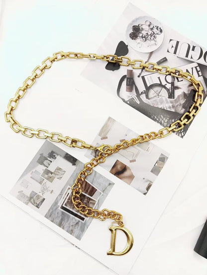 D letter metal chain belt