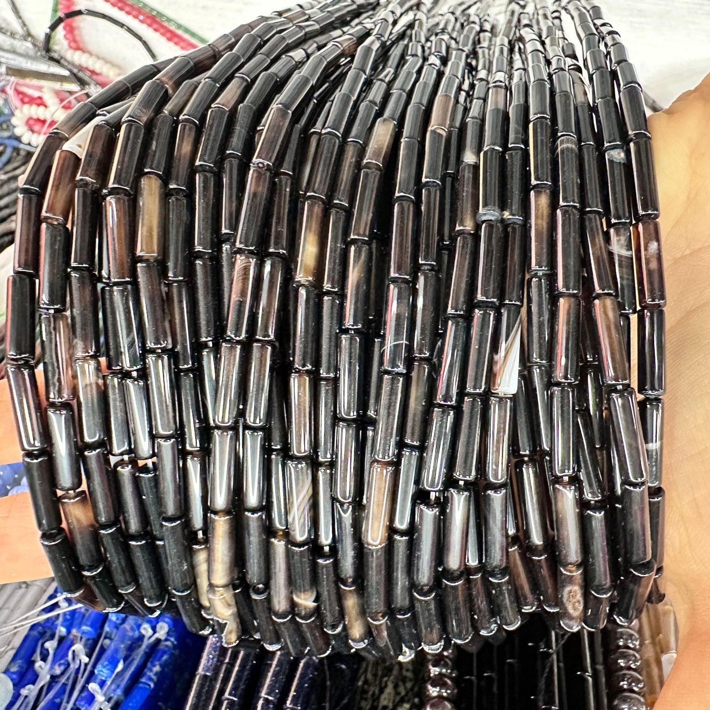 4*13MM natural stone crystal cylindrical spacer beads