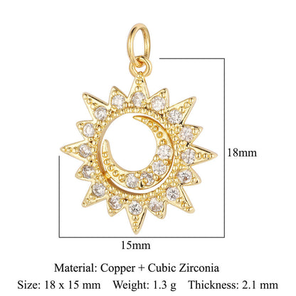 Sun Moon Stars Copper Zircon Eyes Palm Pendant