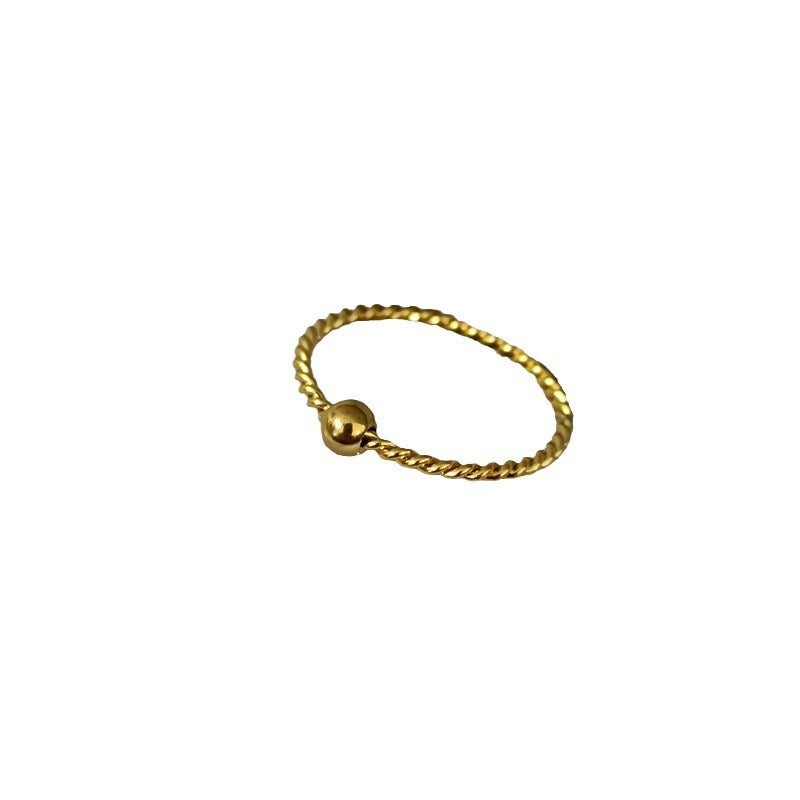 Bead twist gold bean fine ring