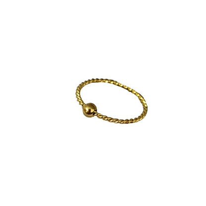 Bead twist gold bean fine ring