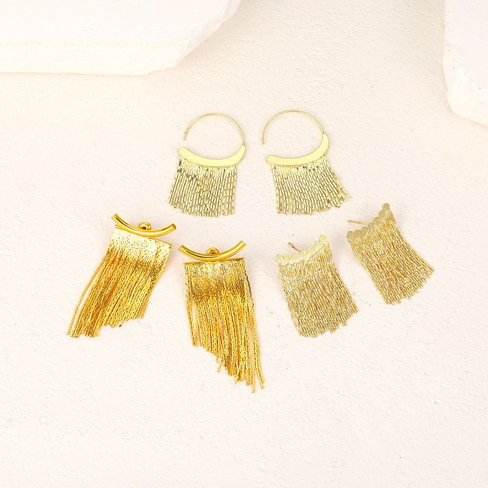 Geometric Fringe Chain Earrings