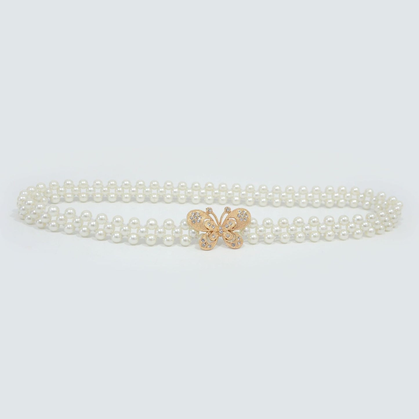 Butterfly buckle elastic elastic pearl waist chain