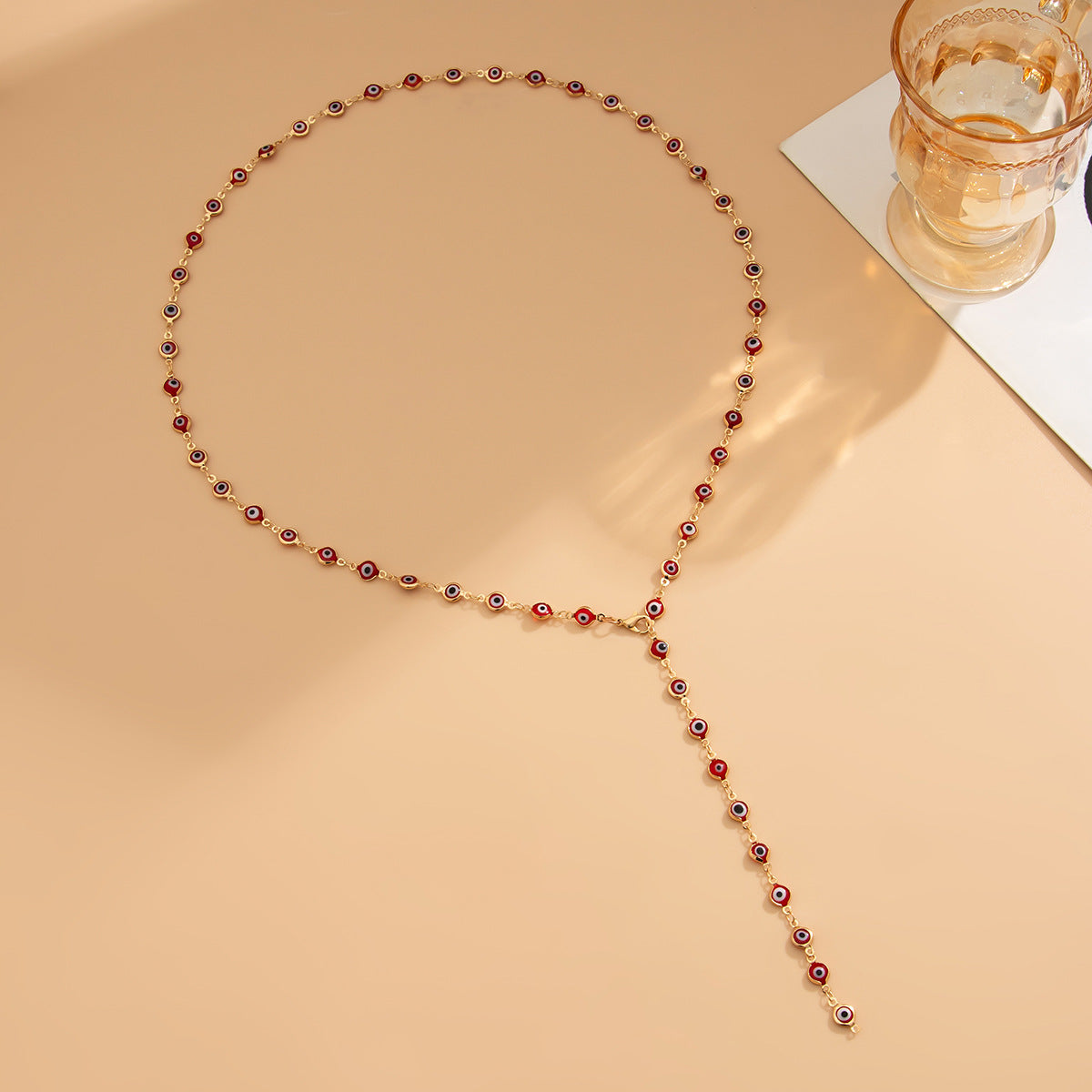 Color crystal y-shaped necklace