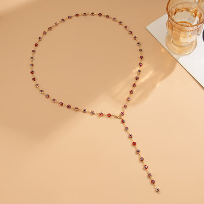 Color crystal y-shaped necklace