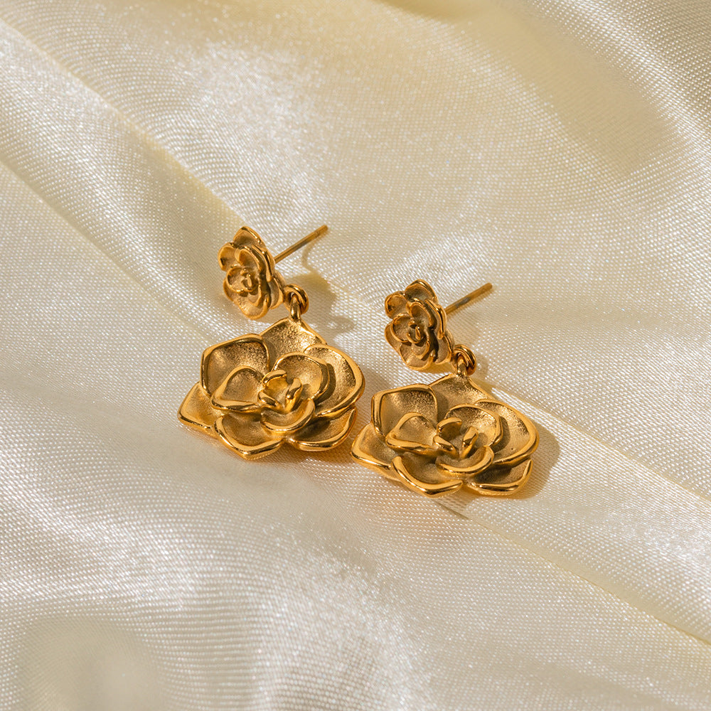 Rose pendant earrings