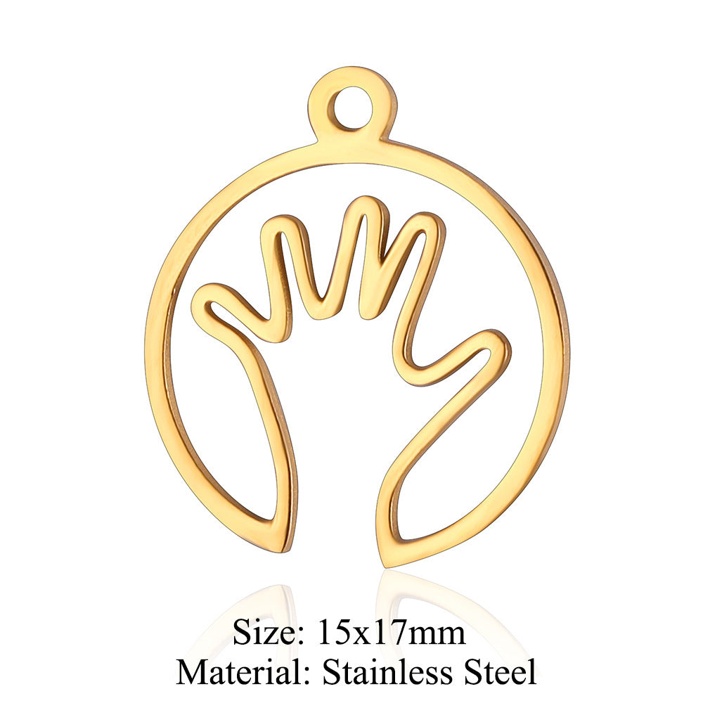 5 pcs/titanium steel jewelry pendant family baby feet