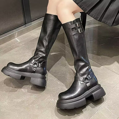 Vintage Skinny Platform Knight Boots
