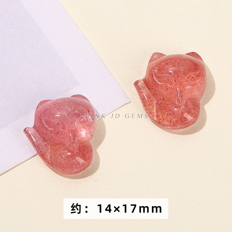 Gray Moonlight Pixiu Red Strawberry Crystal Pendant