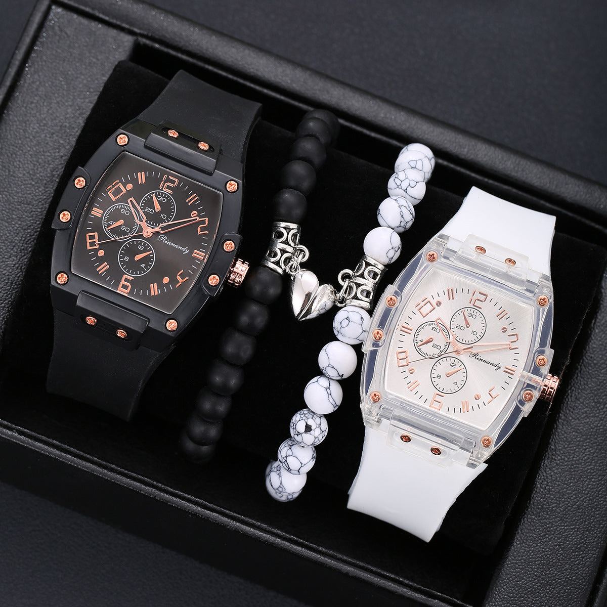 Silicone watch love bracelet jewelry set