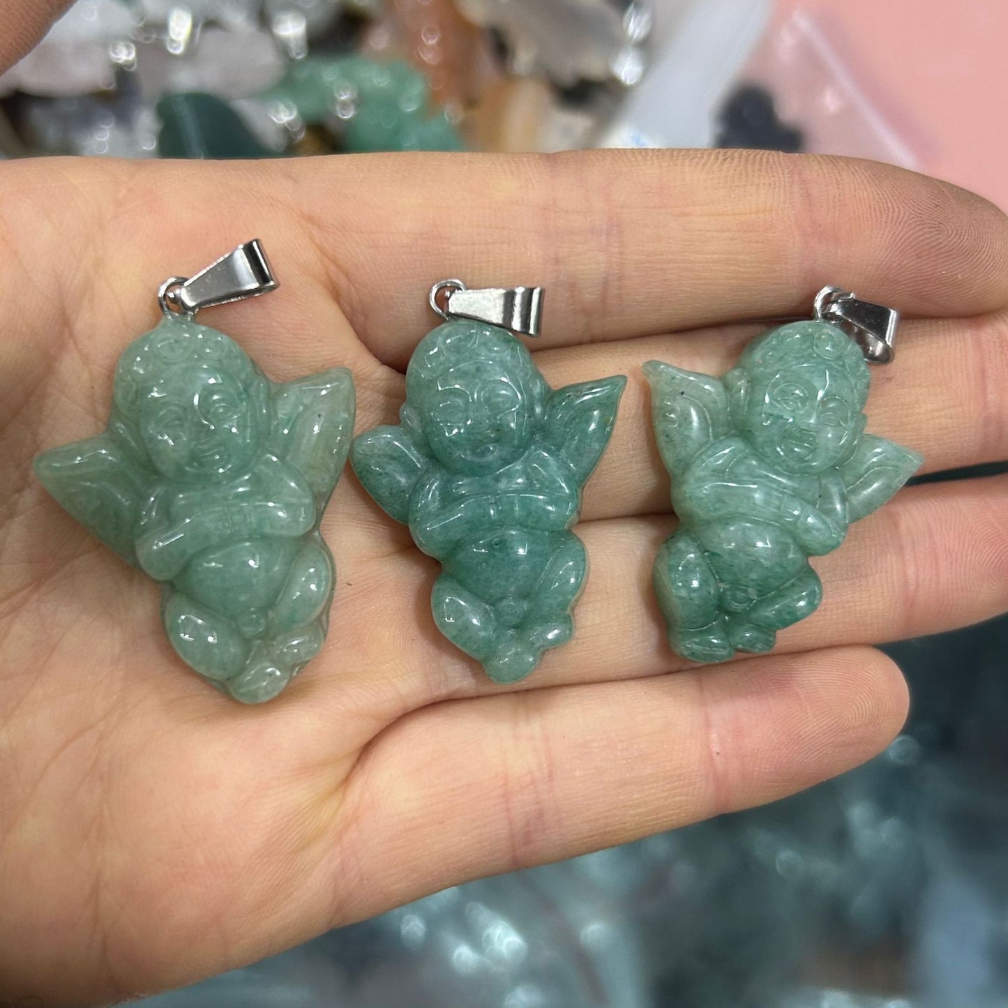 Engraved Cupid Angel Necklace Pendant