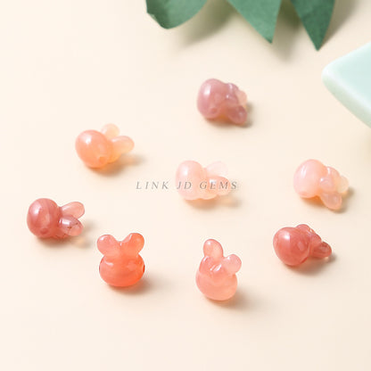 Crimson Salt Source Agate Rabbit Head Pendant