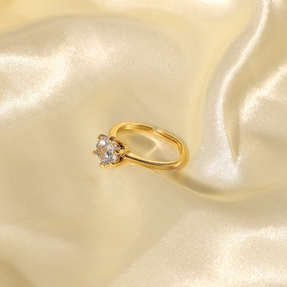 Six-claw ring real gold plated copper ring