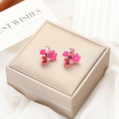 Pendientes de flores de cristal morado 