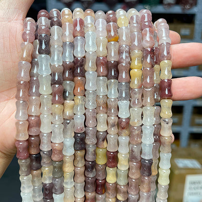 8 * 12Mm natural violet stone bamboo tube beads