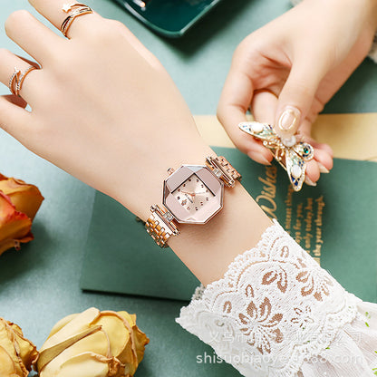 Reloj de cuarzo de moda para mujer en color verde pavo real 