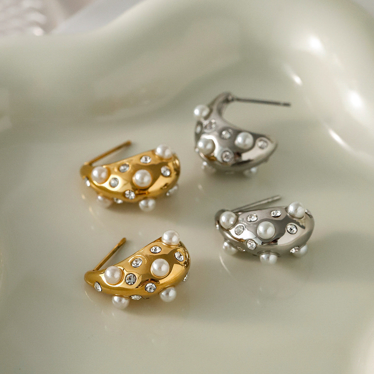Teardrop Shaped Rhinestone Earrings