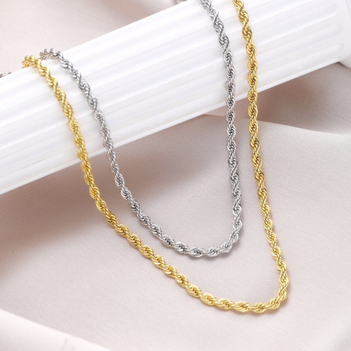 Men's 3MM Twist Chain Necklace 2-Pack