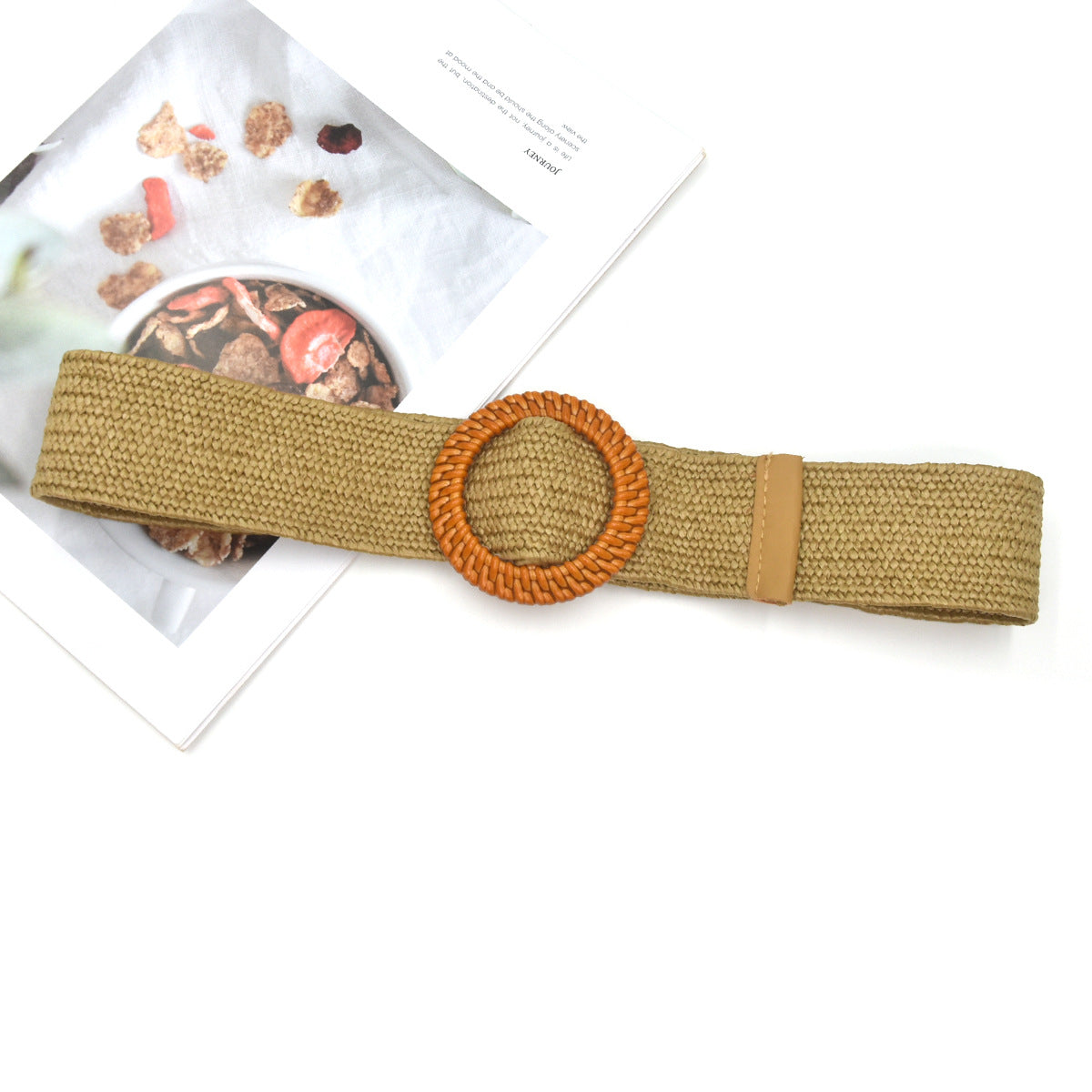 Cotton and linen elastic woven elastic belt