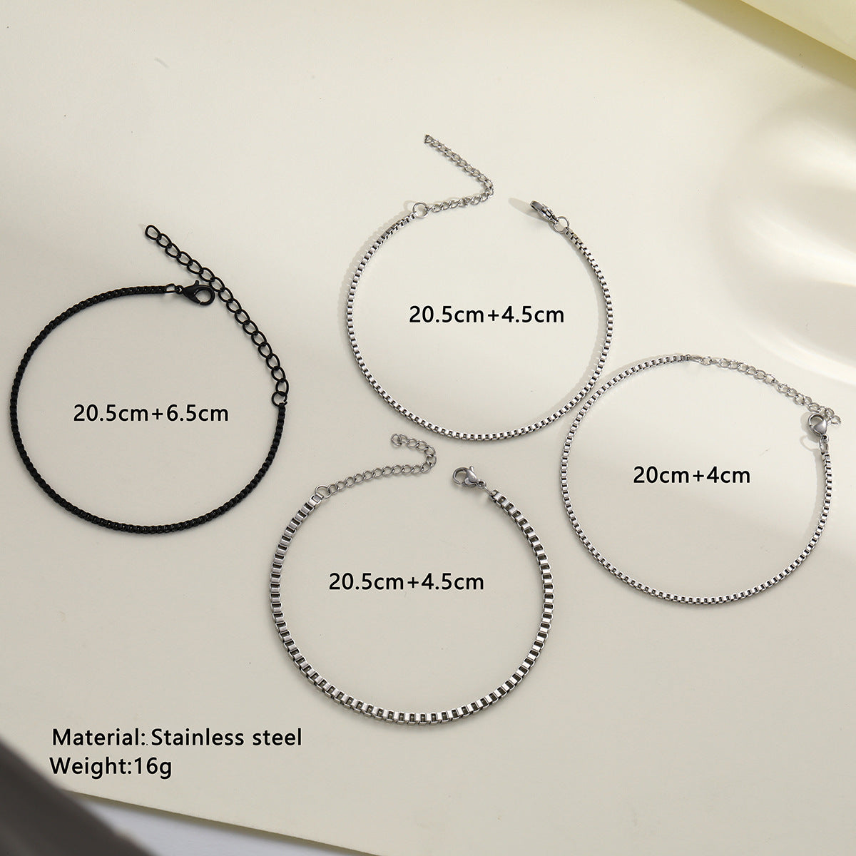 Stainless Steel Chain Bracelet 4-Piece Set