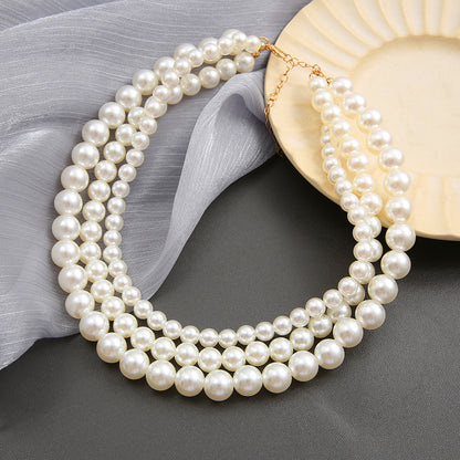 Three-layer clavicle chain vintage necklace Baroque necklace
