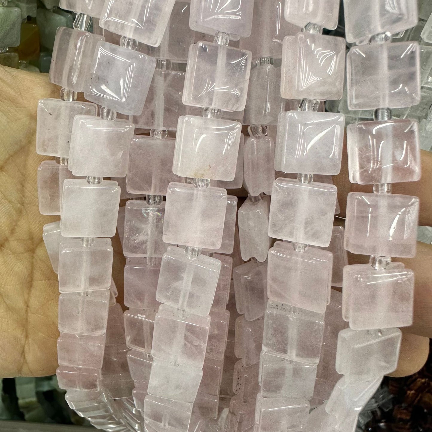 Contas de cristal em formato quadrado, contas soltas 