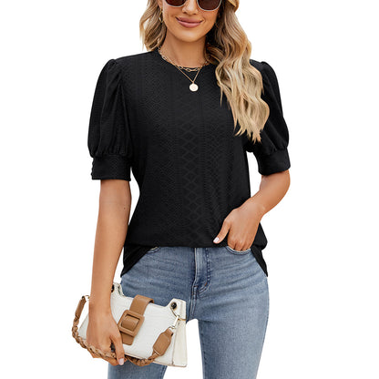Button-down short-sleeved top