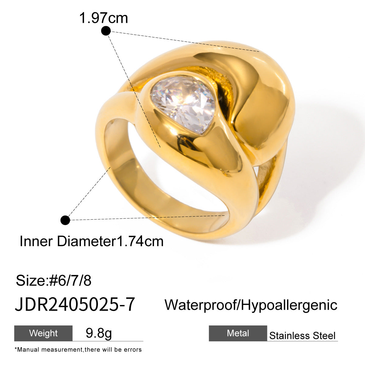 Teardrop Shaped Zirconia Ring