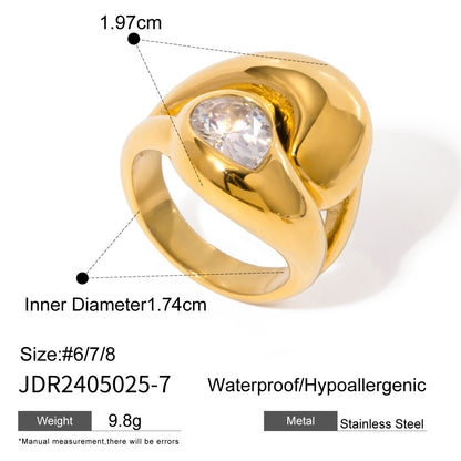Teardrop Shaped Zirconia Ring
