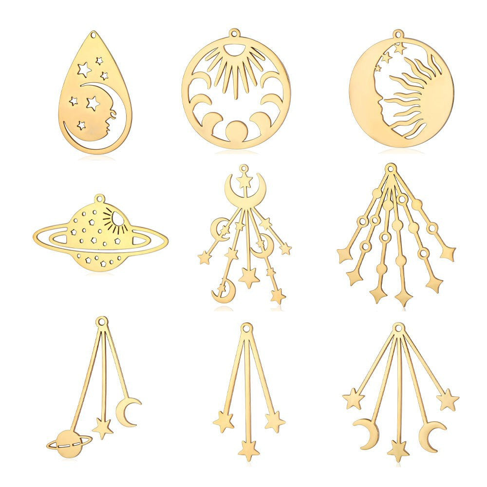 5 pcs/pack star moon titanium steel pendant planet DIY