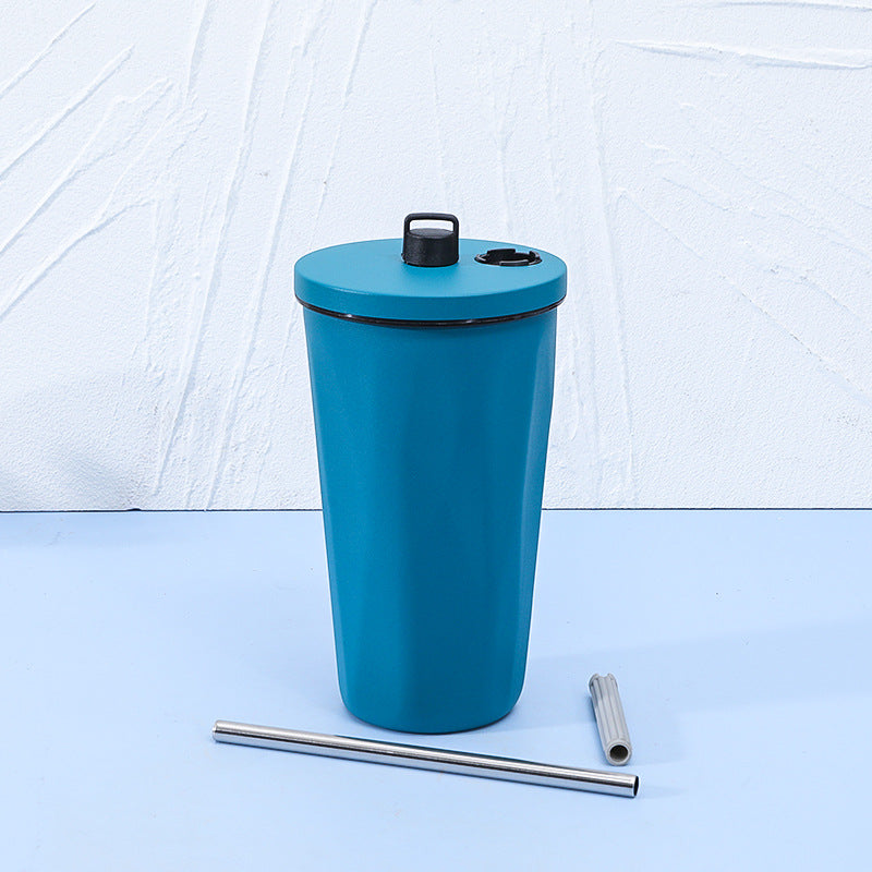 Gradient Diamond-Shaped Cola Cup with Straw