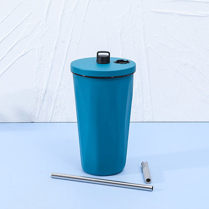 Gradient Diamond-Shaped Cola Cup with Straw