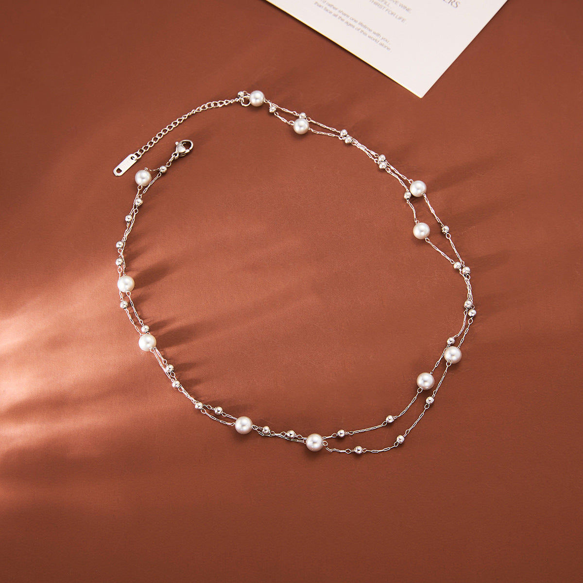 Handmade Bubble-Bead Titanium Steel Choker with Glass Pearls