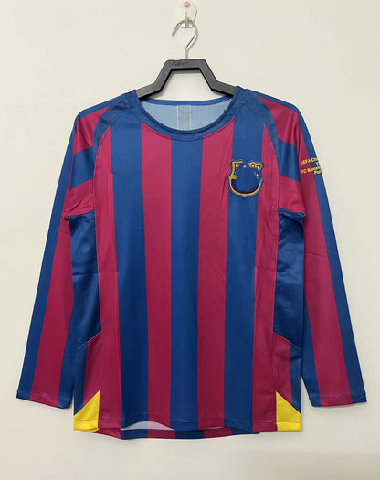 05-06 Barça Local UCL 30 Messi 10 Ronaldinho Camiseta 