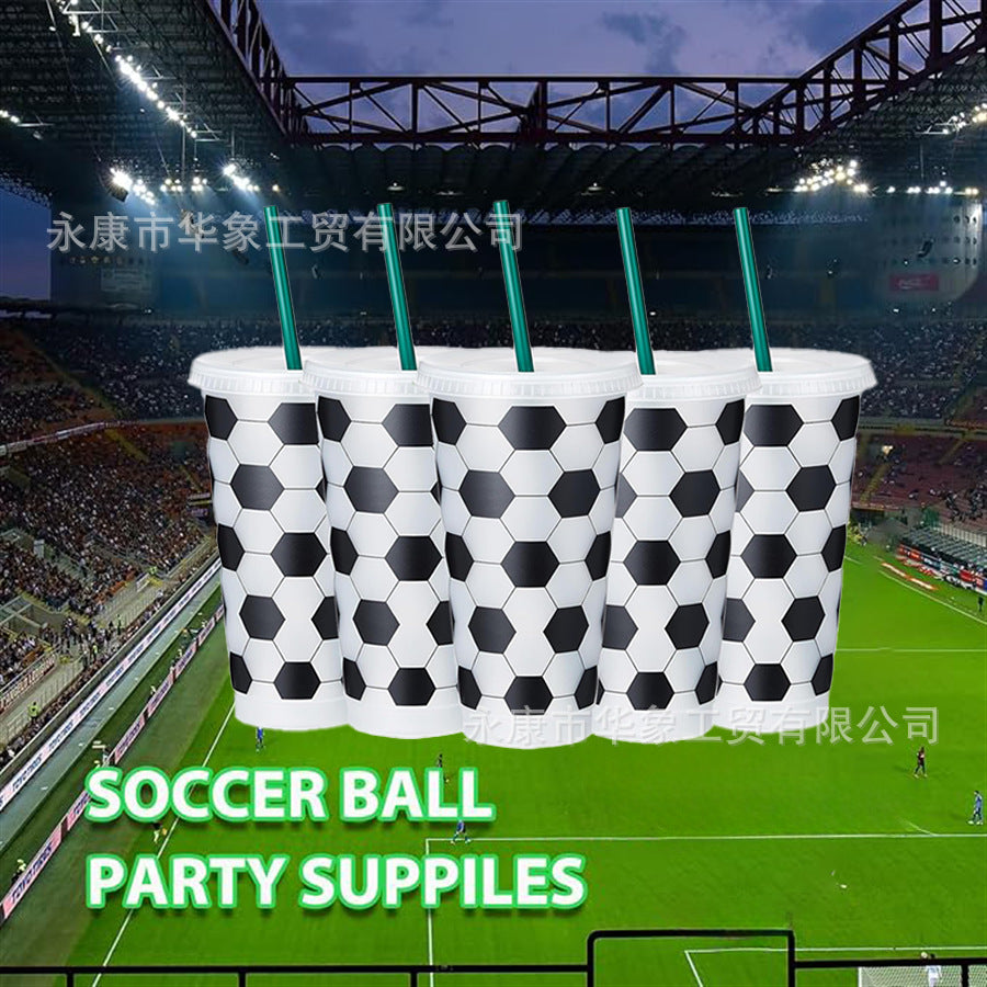 Football plastic straw cup 710ml