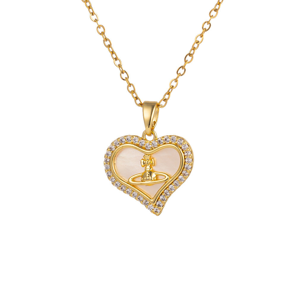 Women's Gold-Plated Titanium Steel Zircon Fringe Collarbone Necklace